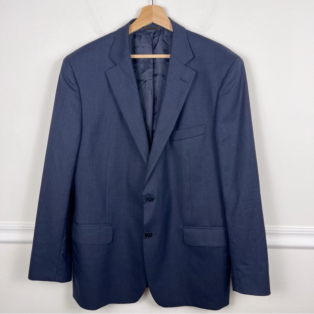 Books Brothers Birdseye Navy Blue Wool Stretch Regent Fit Shoulder Pads Size 44R
